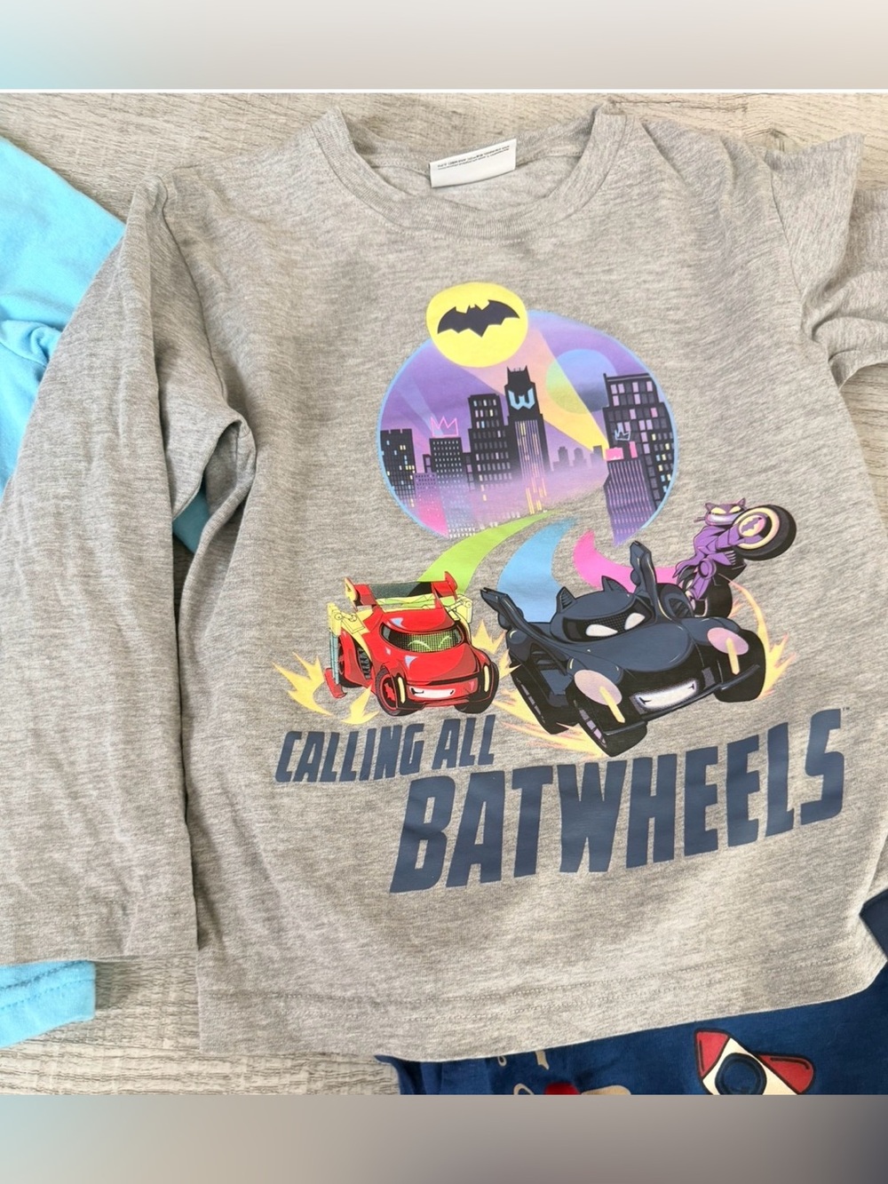 Calling All Batwheels Gray Kids Graphic Tee